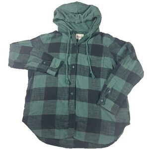 American Eagle Shirt Women's Size XS Green Button Down‎ Hooded